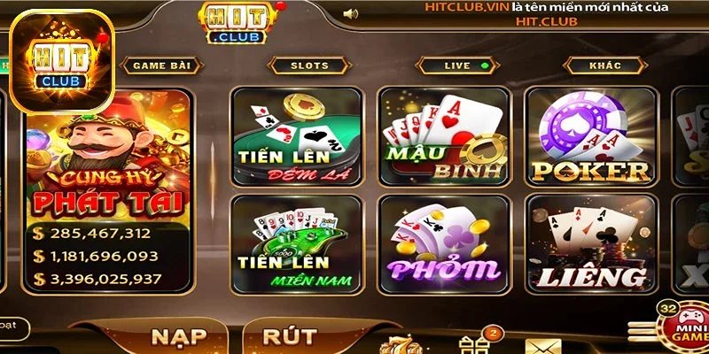 Các trò chơi đánh bài hấp dẫn tại cổng game Hitclub